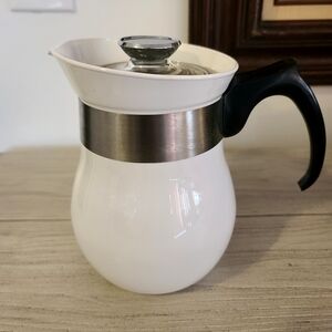 Centura Corningware White 4 Cup Percolator with Black Handle (Missing Pieces)